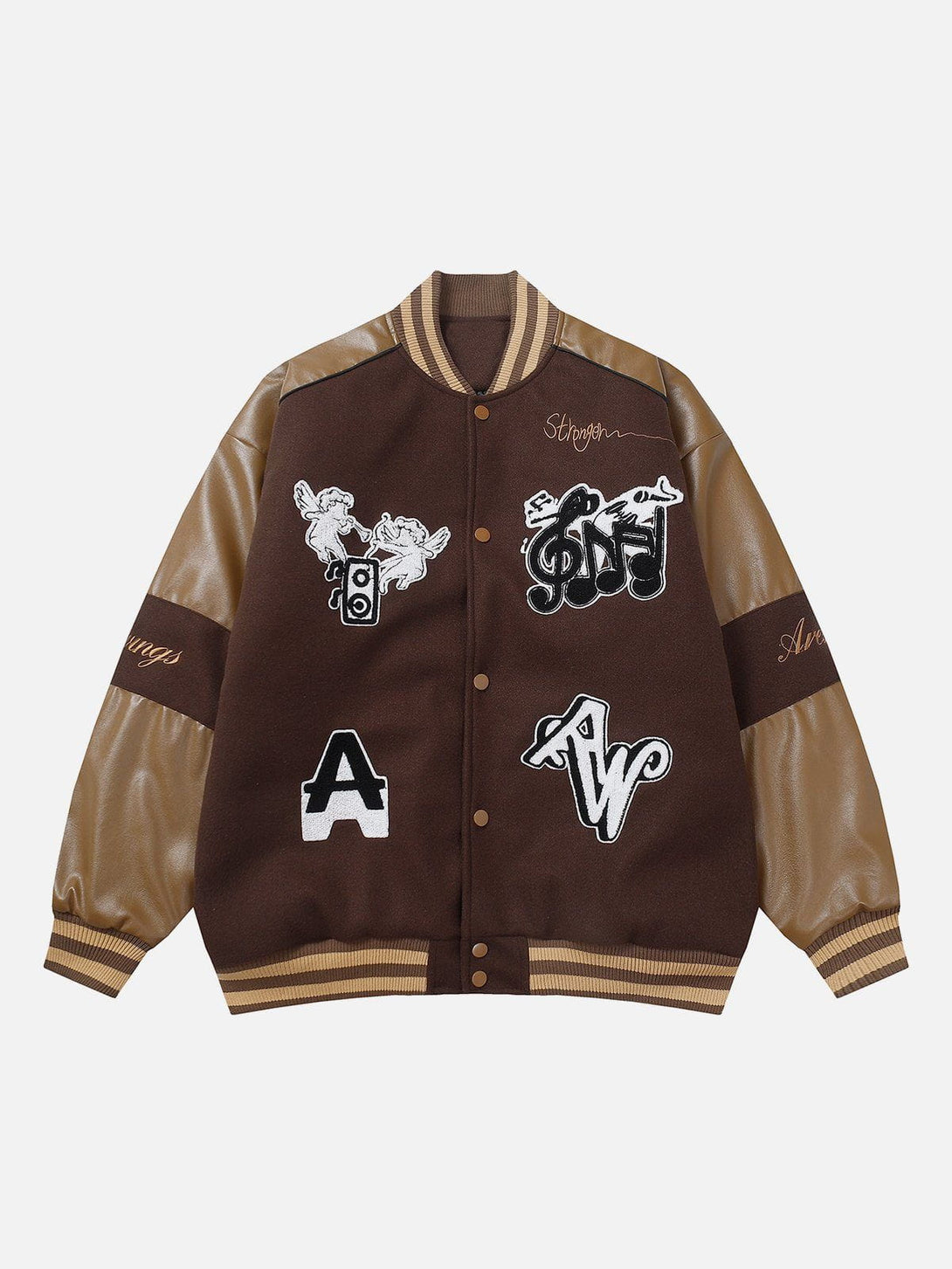 Ellesey - Musical Note PU Splicing Jacket- Streetwear Fashion - ellesey.com