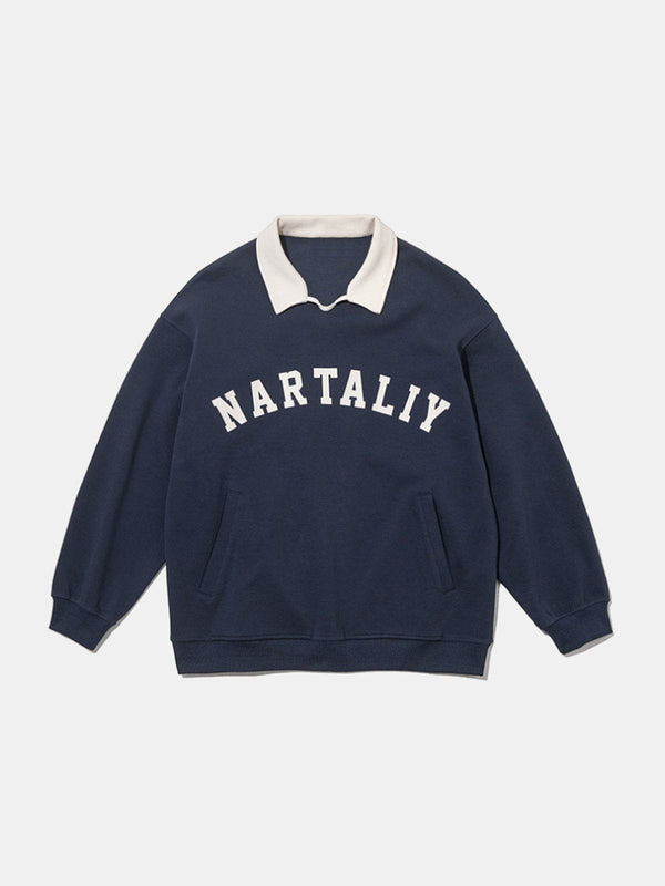 Ellesey - Nartaliy Embroidery Polo Sweatshirt- Streetwear Fashion - ellesey.com