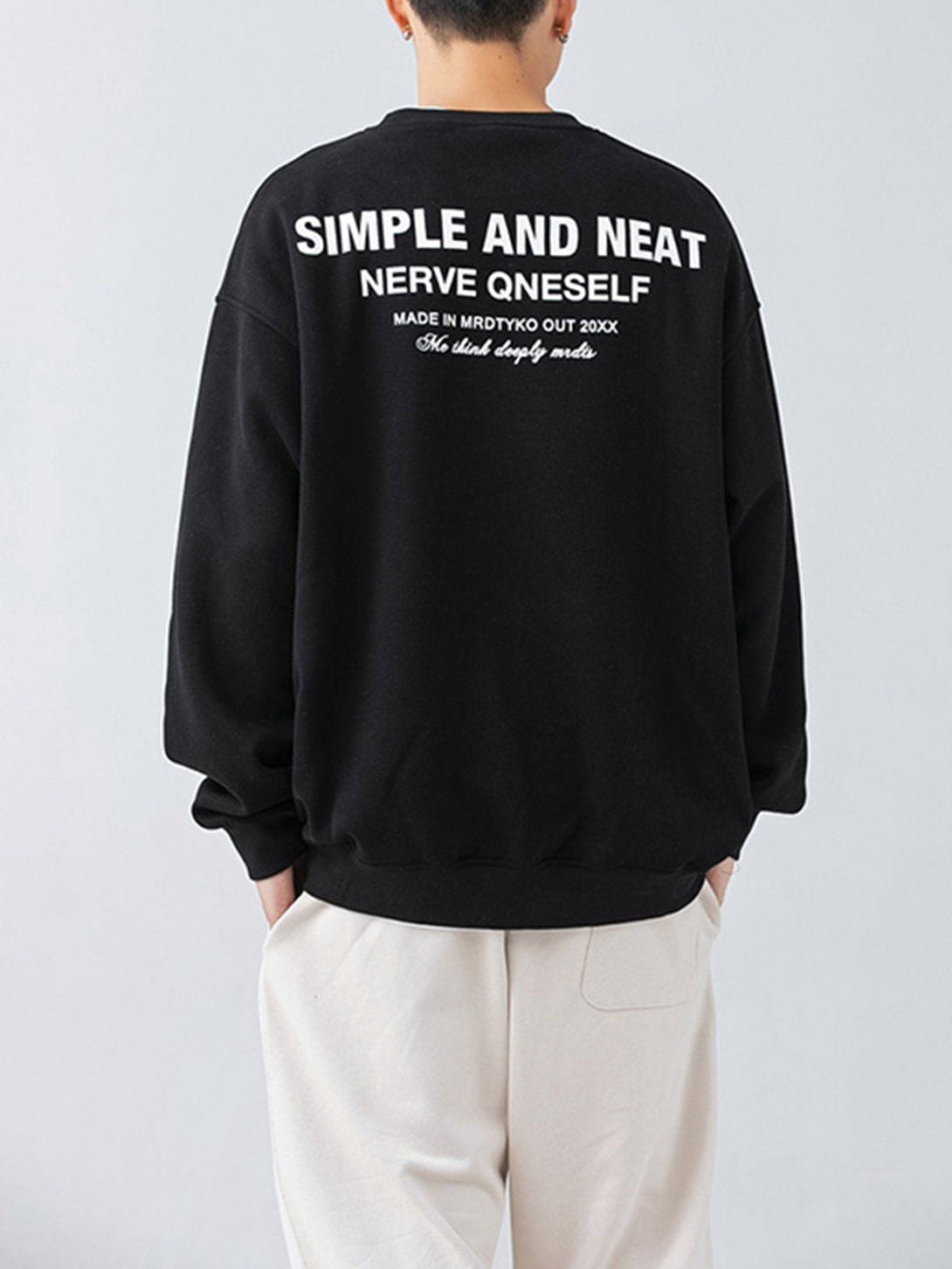 Ellesey - Neckline Stitching Letters Sweatshirt- Streetwear Fashion - ellesey.com