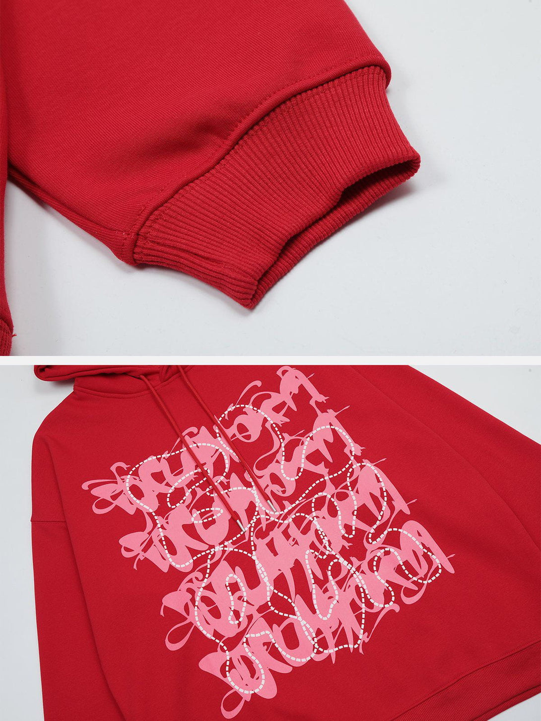 Ellesey - Overlapped Graffiti Letter Print Hoodie- Streetwear Fashion - ellesey.com