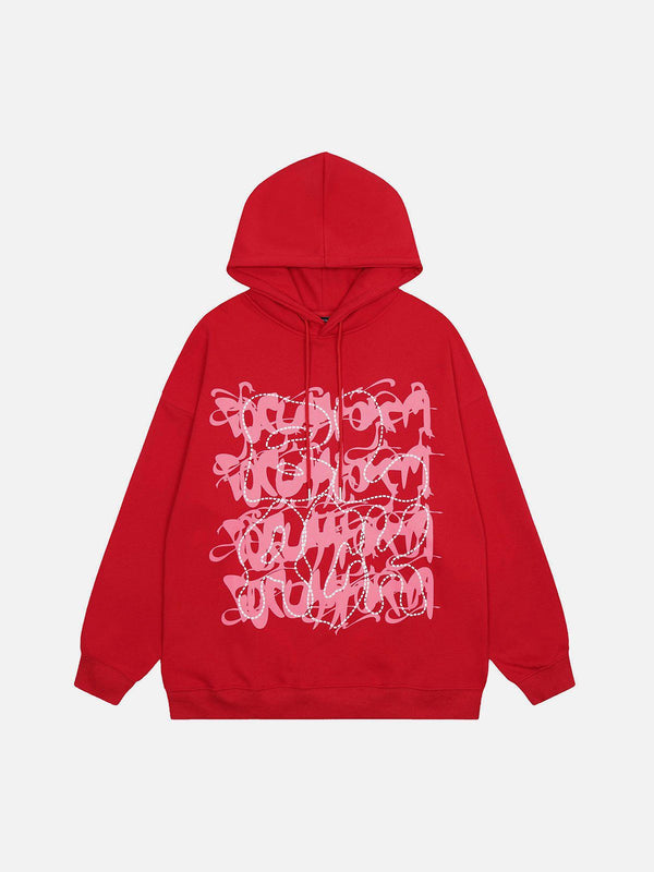 Ellesey - Overlapped Graffiti Letter Print Hoodie- Streetwear Fashion - ellesey.com