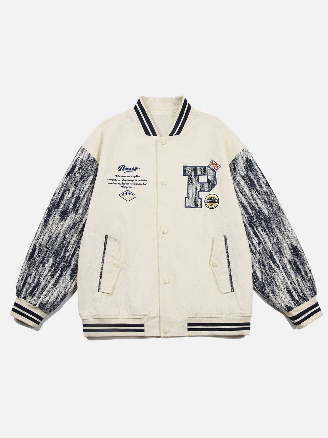 Ellesey - "P" Print Color Matching Varsity Jacket- Streetwear Fashion - ellesey.com