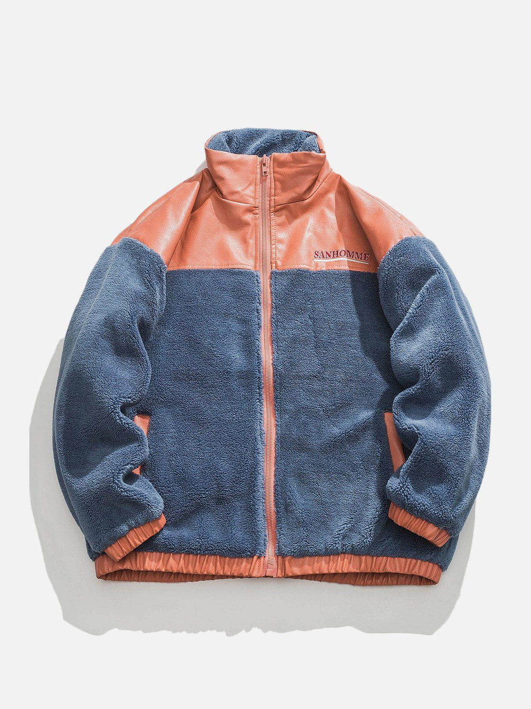 Ellesey - PU Patchwork Sherpa Jacket- Streetwear Fashion - ellesey.com