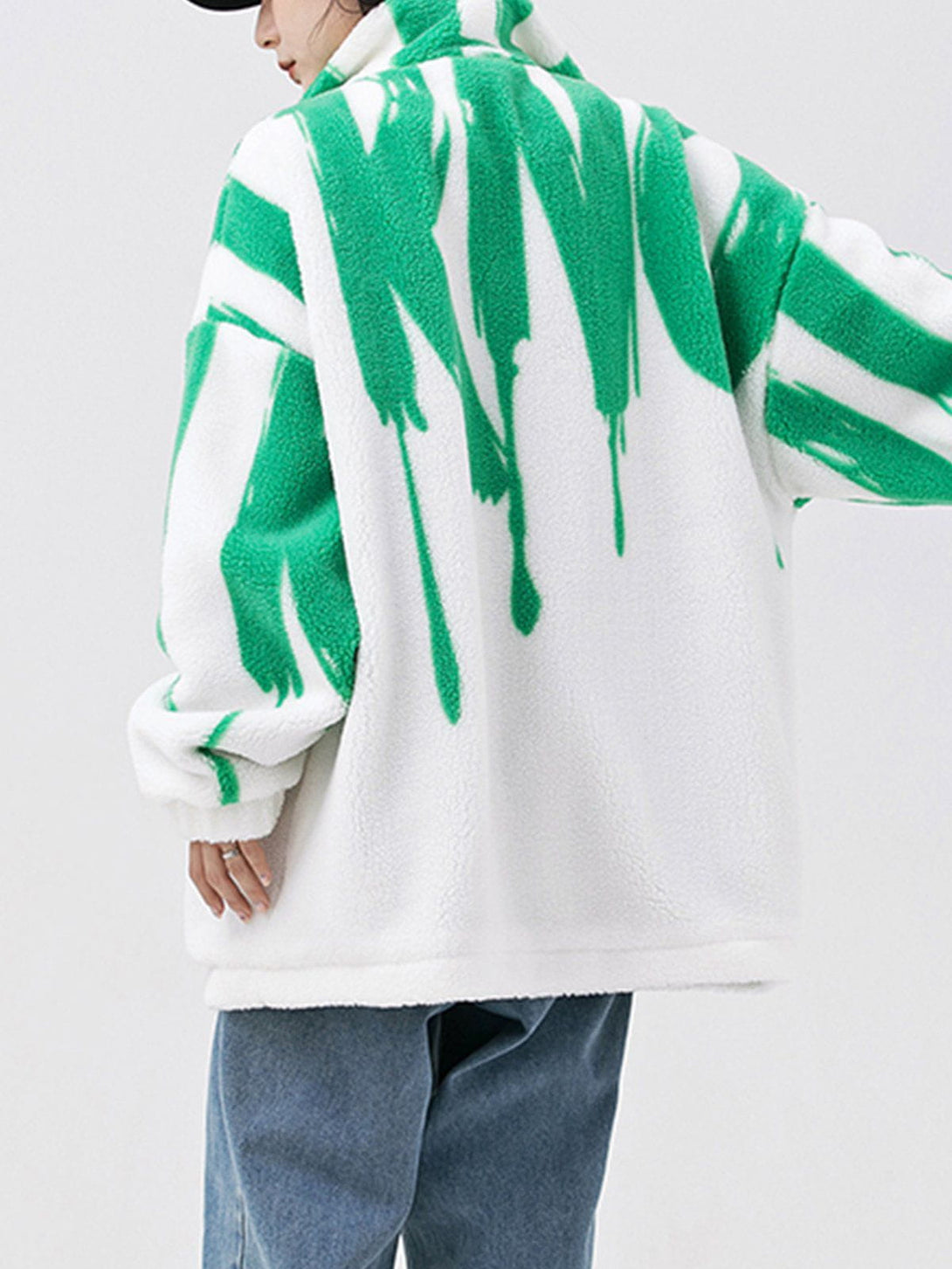 Ellesey - Paint Line Pattern Sherpa Coat-Streetwear Fashion - ellesey.com