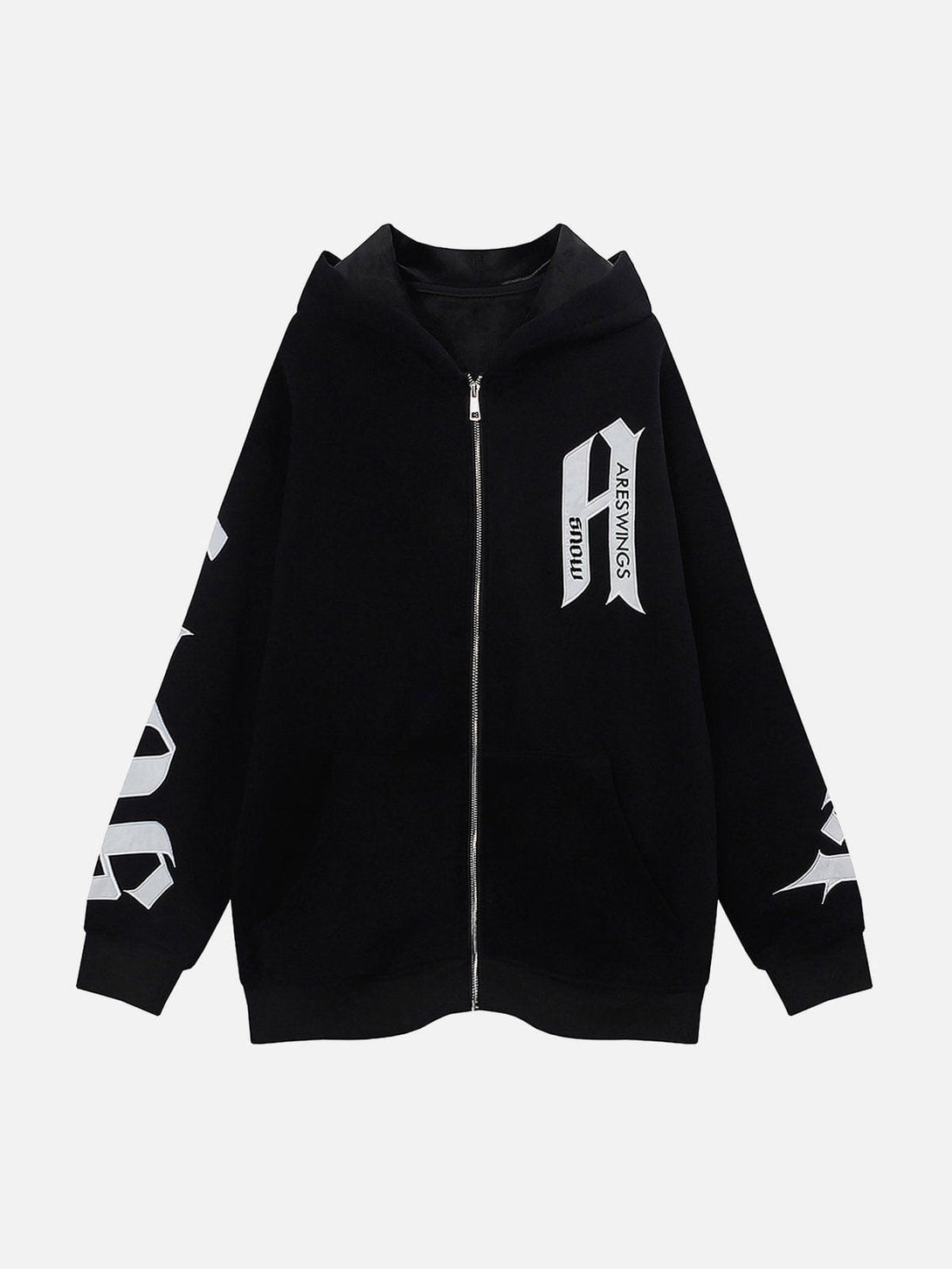 Ellesey - Patch Embroidered ZIP UP Hoodie- Streetwear Fashion - ellesey.com