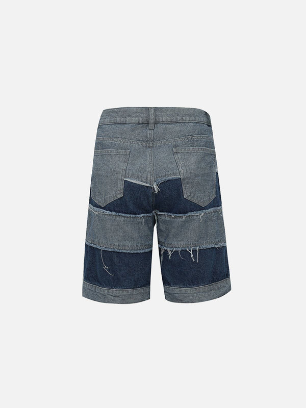 Ellesey - Patchwork Denim Shorts- Streetwear Fashion - ellesey.com