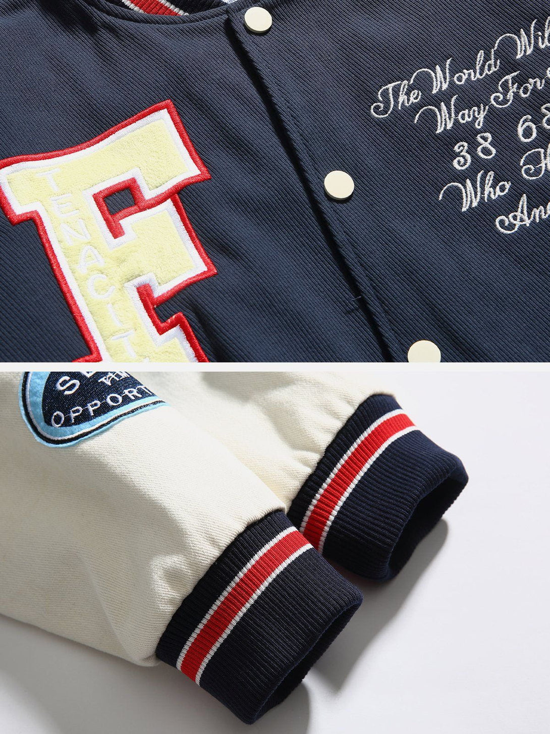 Ellesey - Patchwork Flocked Varsity Jackets- Streetwear Fashion - ellesey.com