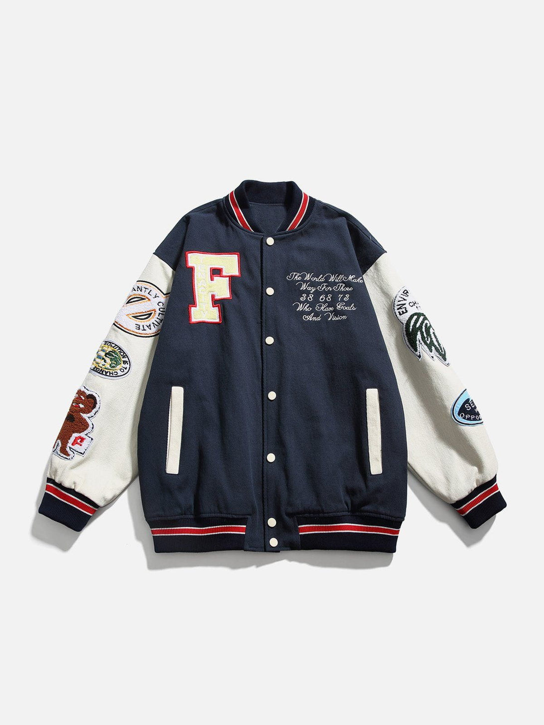 Ellesey - Patchwork Flocked Varsity Jackets- Streetwear Fashion - ellesey.com