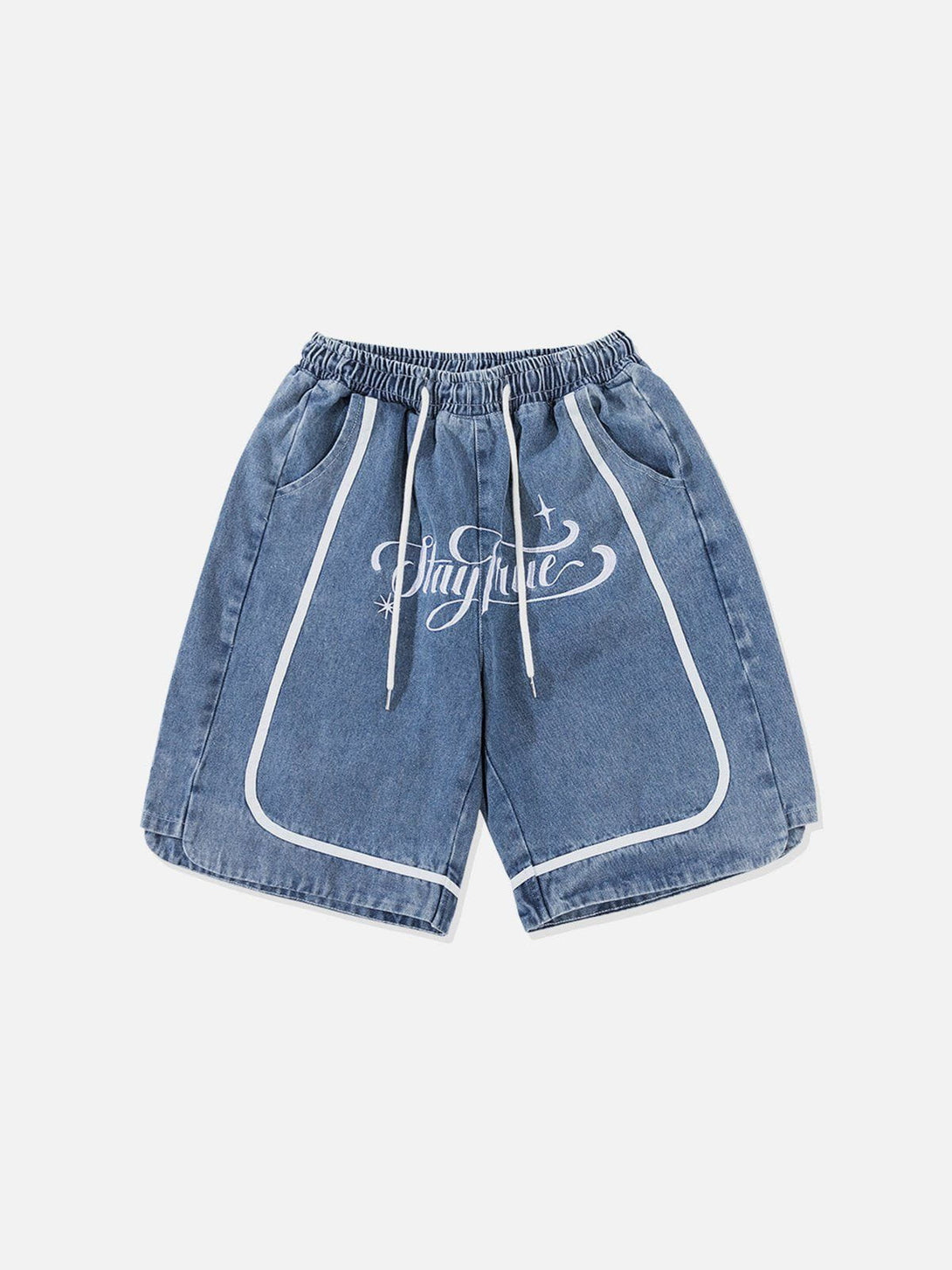 Ellesey - Patchwork Letter Denim Shorts- Streetwear Fashion - ellesey.com