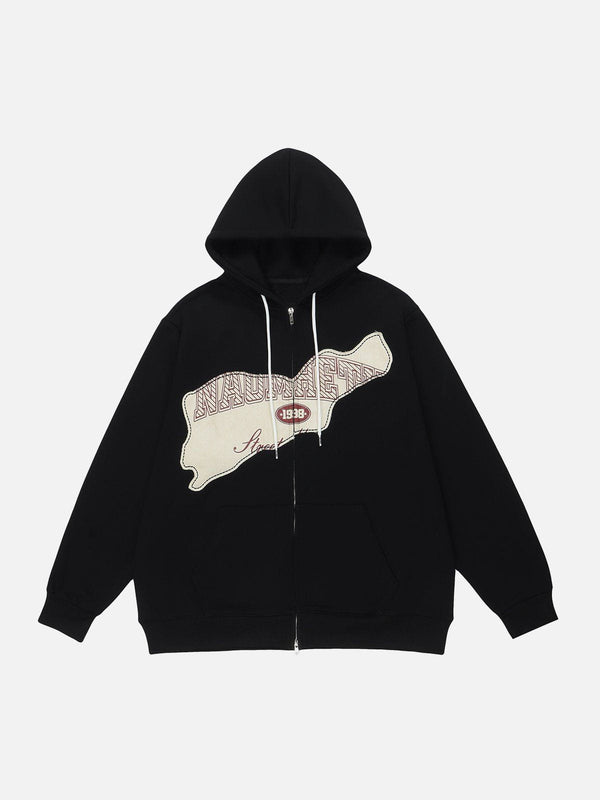 Ellesey - Patchwork Letter Print Hoodie- Streetwear Fashion - ellesey.com