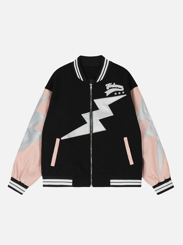 Ellesey - Patchwork Lightning Varsity Jacket- Streetwear Fashion - ellesey.com