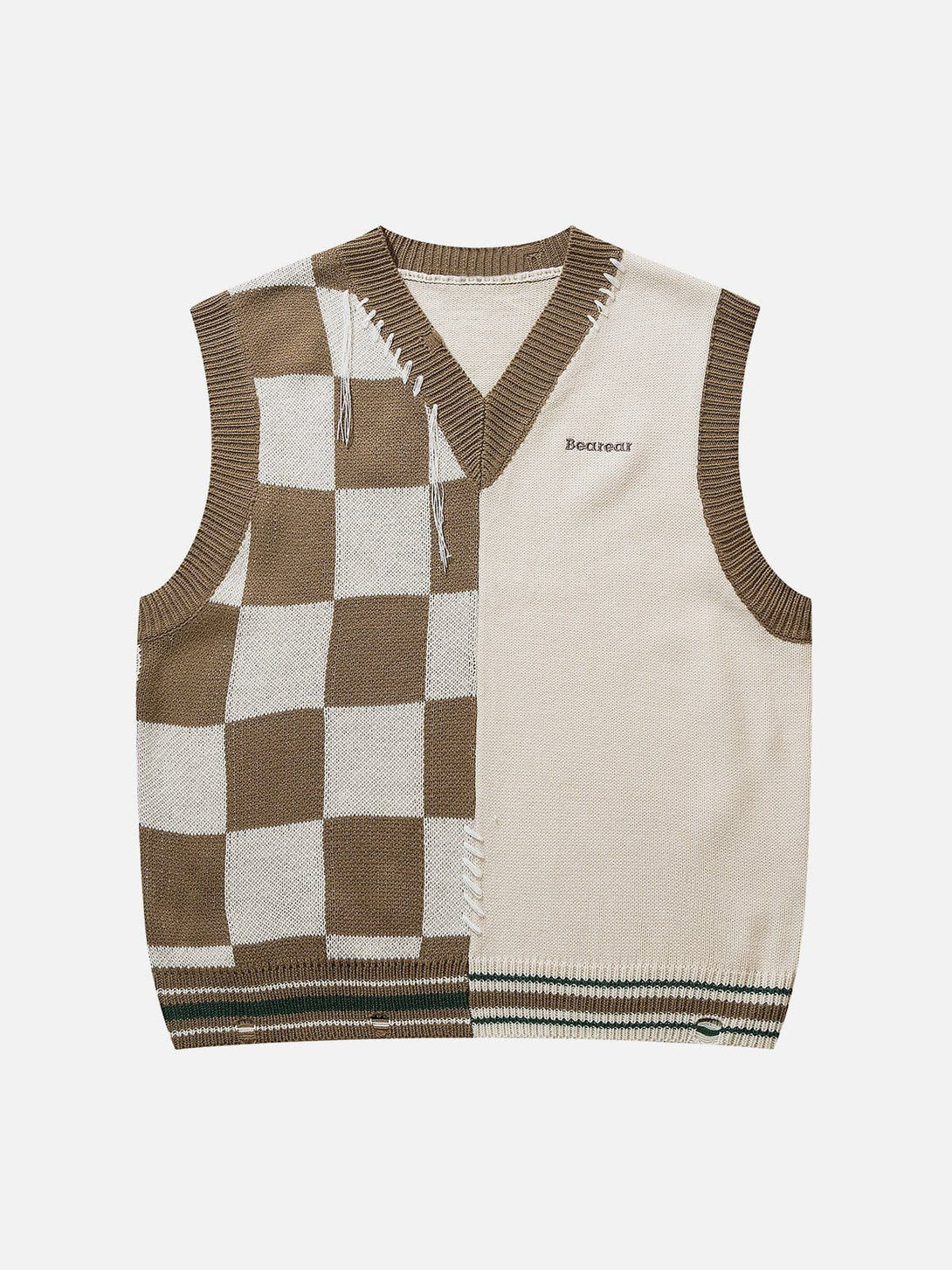 Ellesey - Patchwork Plaid Sweater Vest-Streetwear Fashion - ellesey.com