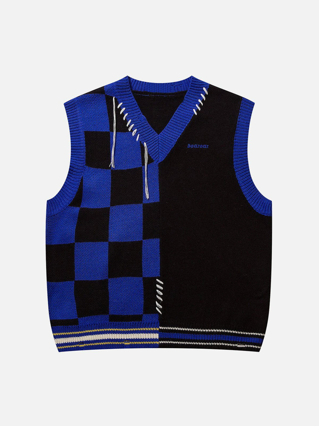 Ellesey - Patchwork Plaid Sweater Vest-Streetwear Fashion - ellesey.com