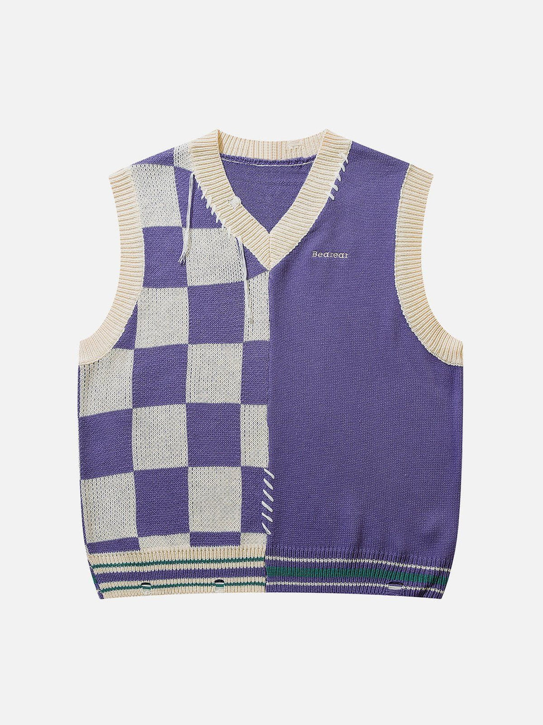 Ellesey - Patchwork Plaid Sweater Vest-Streetwear Fashion - ellesey.com