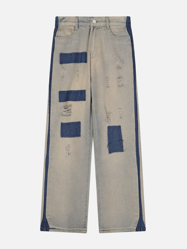 Ellesey - Patchwork Washed Jeans- Streetwear Fashion - ellesey.com