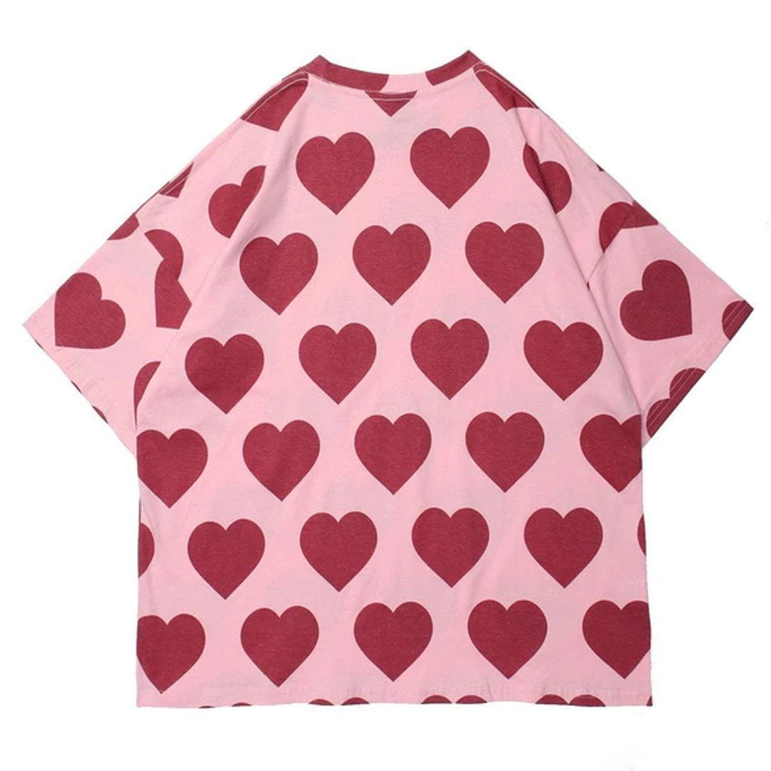 Ellesey - Peach Heart Print Cotton Tee- Streetwear Fashion - ellesey.com