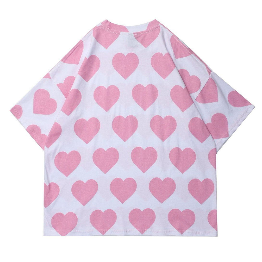 Ellesey - Peach Heart Print Cotton Tee- Streetwear Fashion - ellesey.com