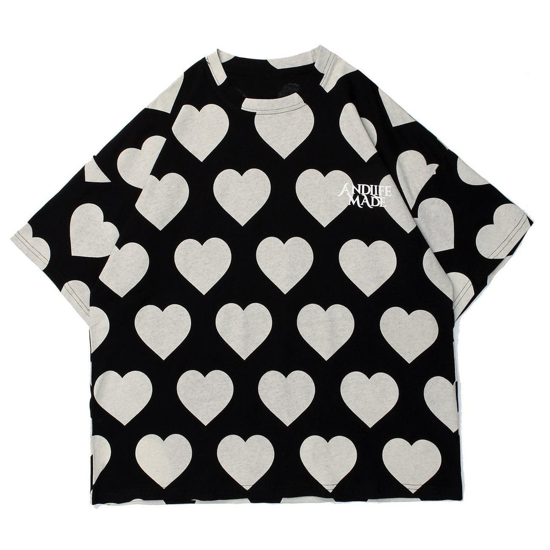 Ellesey - Peach Heart Print Cotton Tee- Streetwear Fashion - ellesey.com