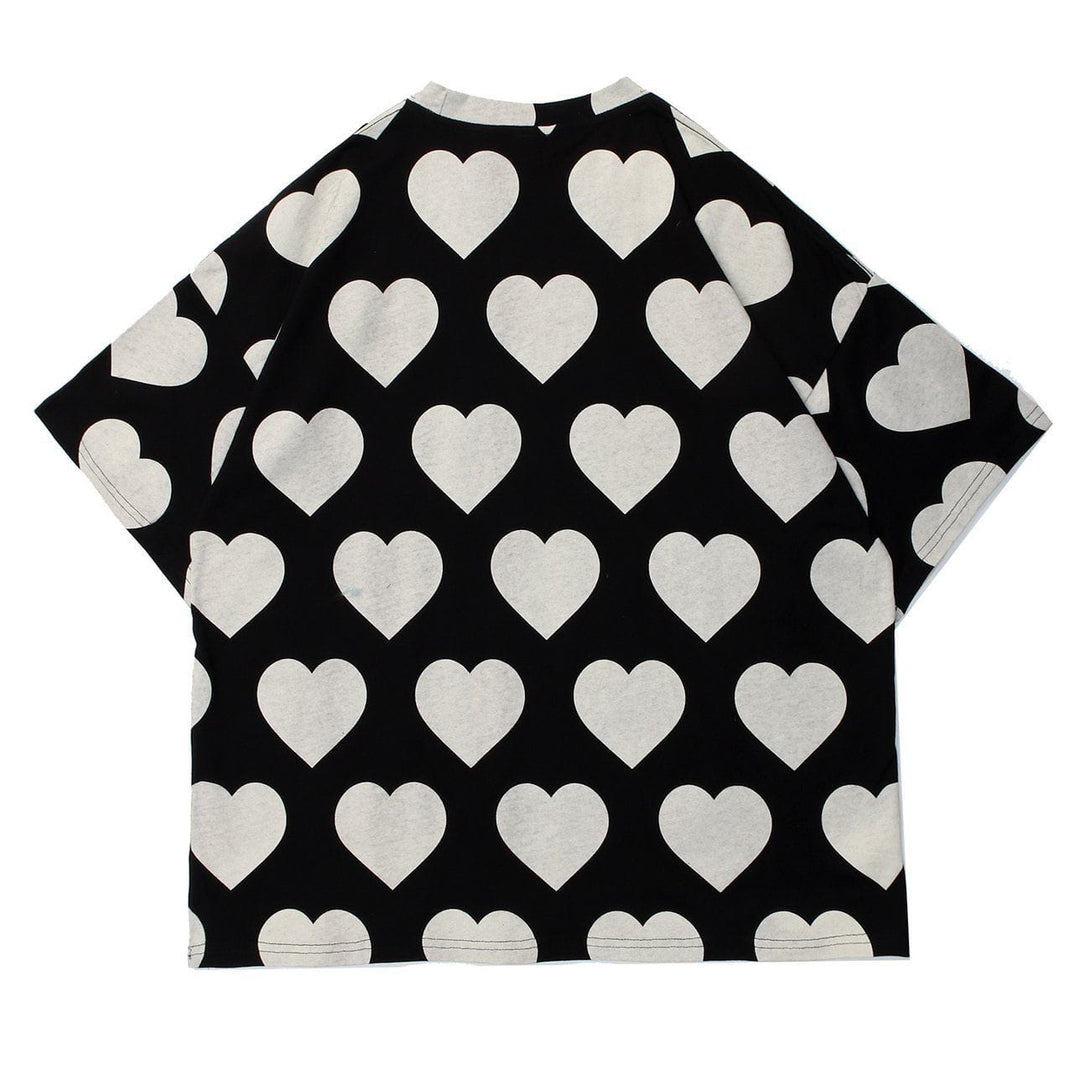 Ellesey - Peach Heart Print Cotton Tee- Streetwear Fashion - ellesey.com