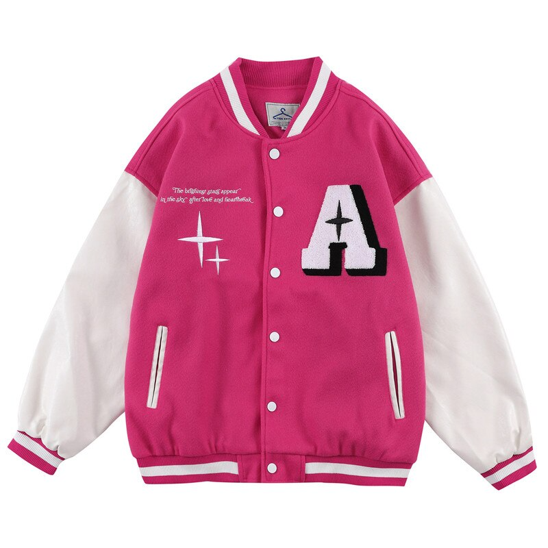 Ellesey - Pink Heart Varsity Jacket- Streetwear Fashion - ellesey.com