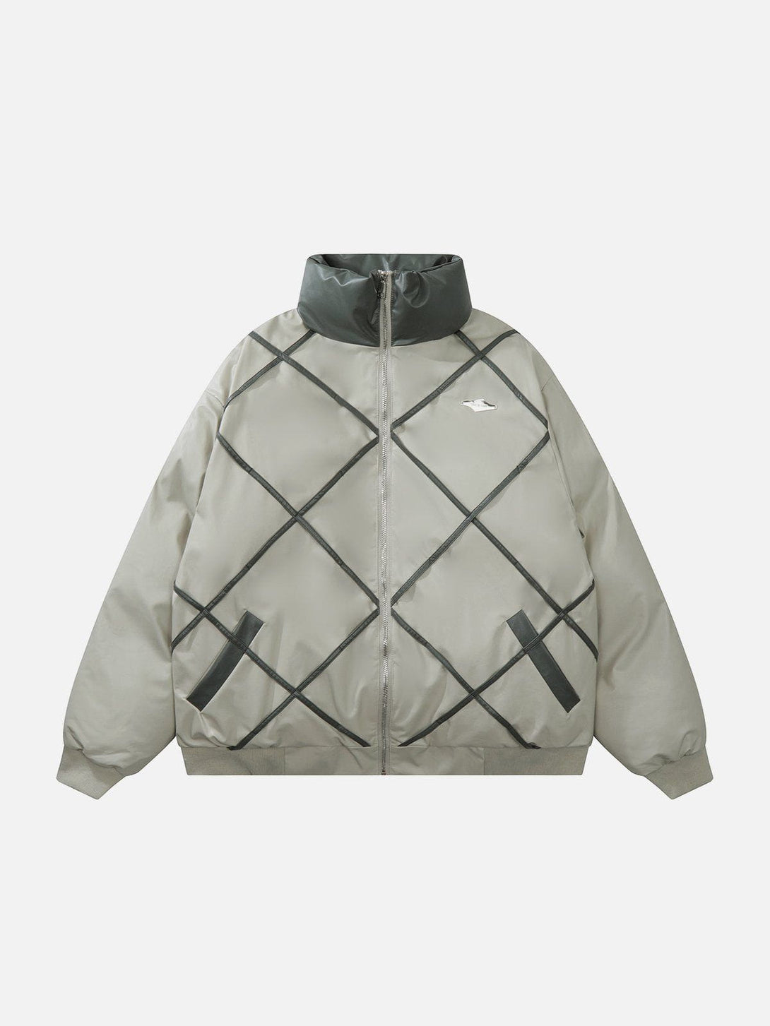 Ellesey - Plaid Leather Winter Coat-Streetwear Fashion - ellesey.com