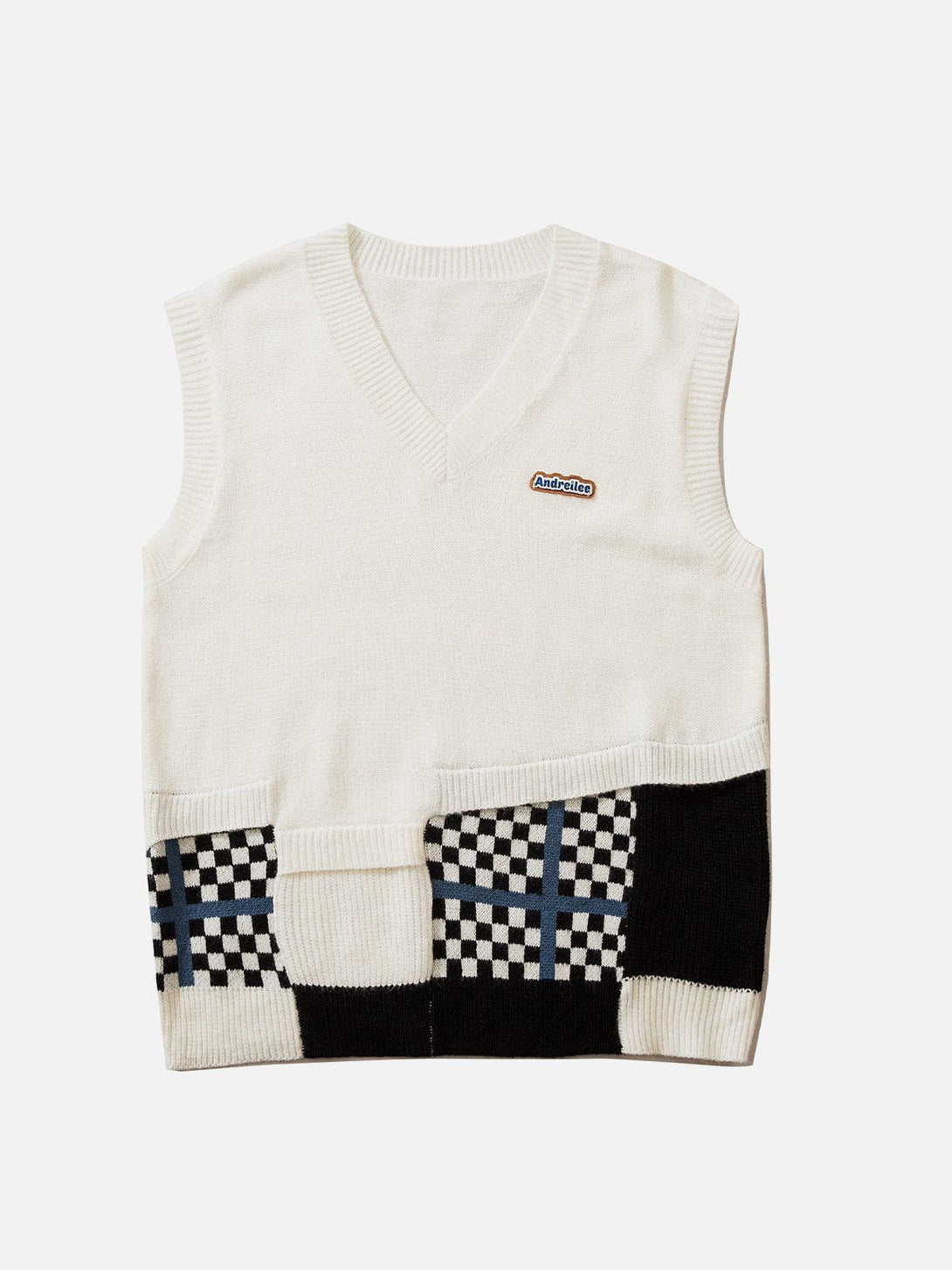 Ellesey - Plaid Patchwork Sweater Vest-Streetwear Fashion - ellesey.com