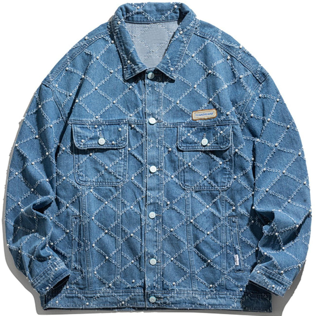 Ellesey - Plaid Simple Denim Jacket- Streetwear Fashion - ellesey.com