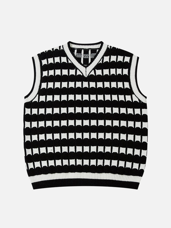 Ellesey - Plaid Stripe Sweater Vest-Streetwear Fashion - ellesey.com