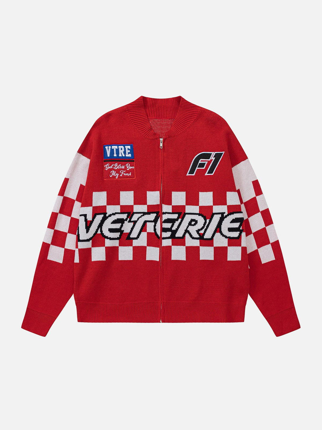 Ellesey - Plaid With Gloves Racing Cardigan-Streetwear Fashion - ellesey.com