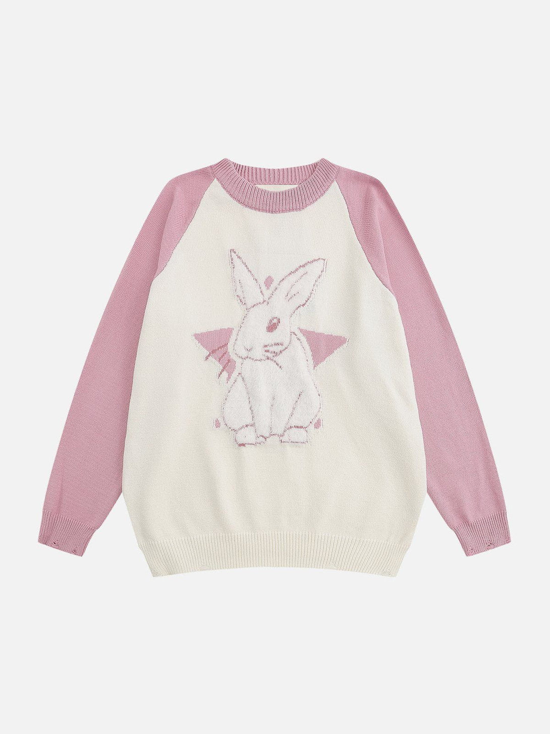 Ellesey - Plush Bunny Jacquard Frayed Knit Sweater-Streetwear Fashion - ellesey.com