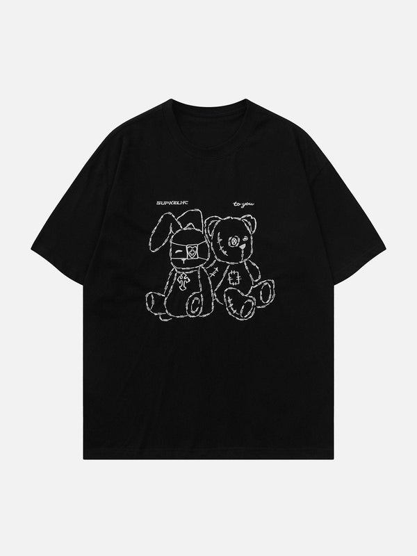 Ellesey - Rabbit and Bear Print Tee- Streetwear Fashion - ellesey.com