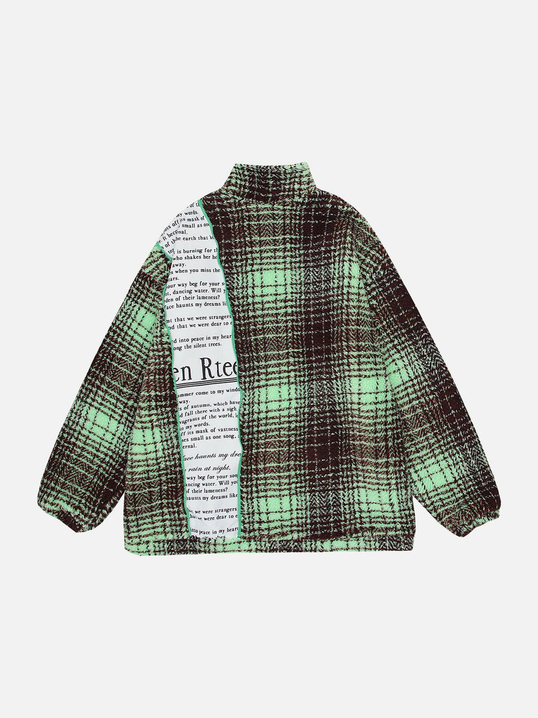 Ellesey - Retro Patchwork Plaid Stand Collar Sherpa Coat-Streetwear Fashion - ellesey.com