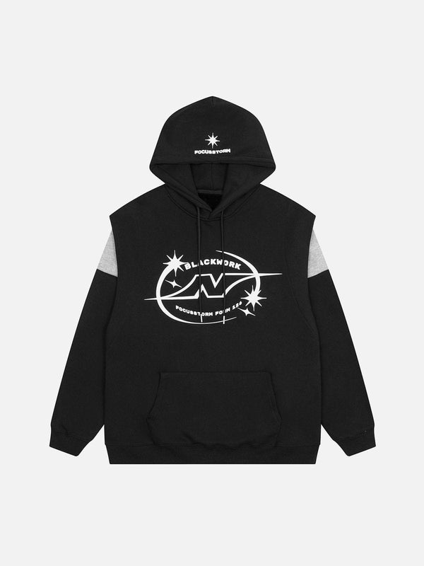 Ellesey - Retro Stitching Fake Two-piece Meteor Hoodie- Streetwear Fashion - ellesey.com