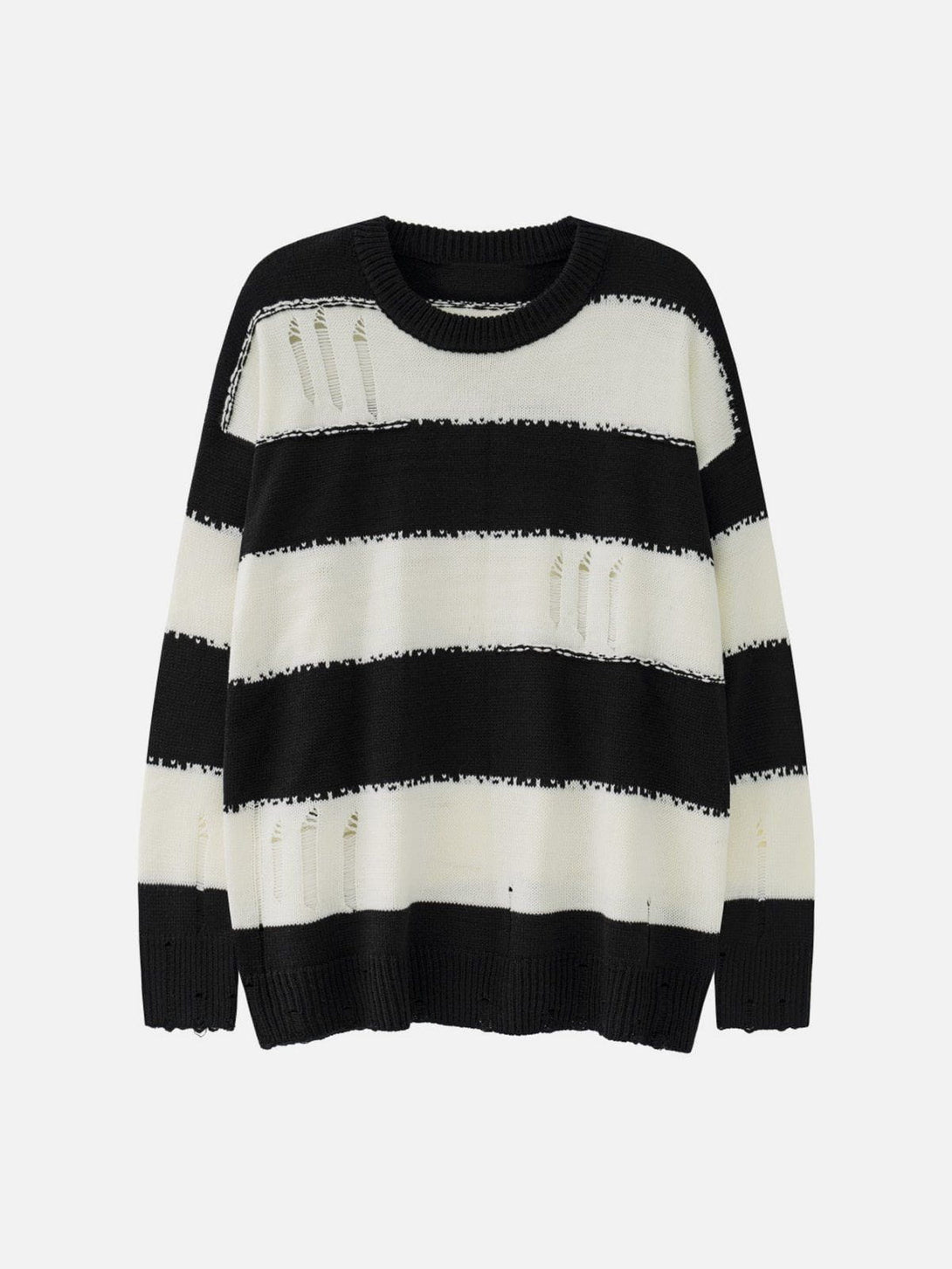 Ellesey - Ripped Stripes Jacquard Knit Sweater-Streetwear Fashion - ellesey.com