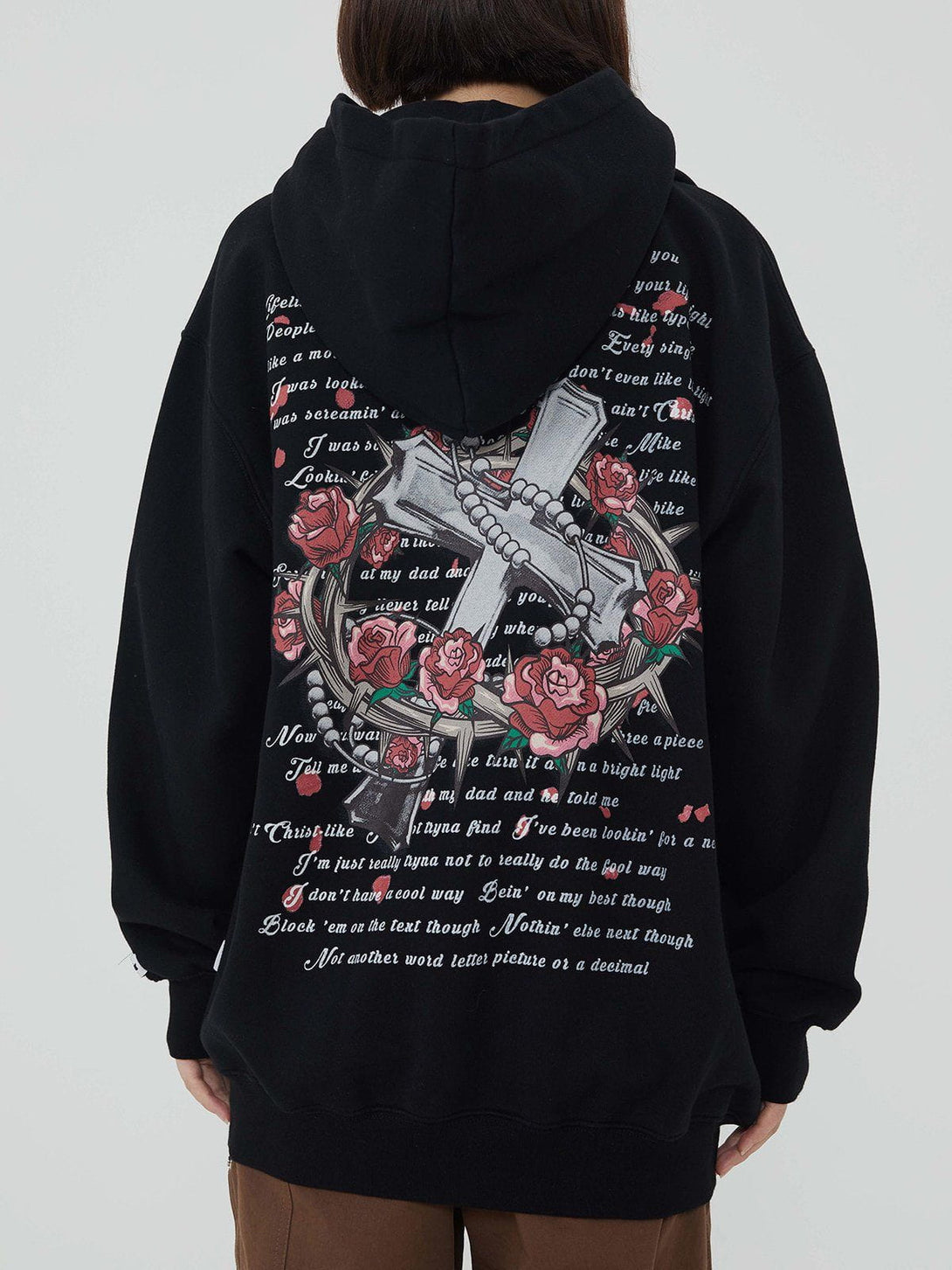 Ellesey - Rose Cross Print Hoodie- Streetwear Fashion - ellesey.com