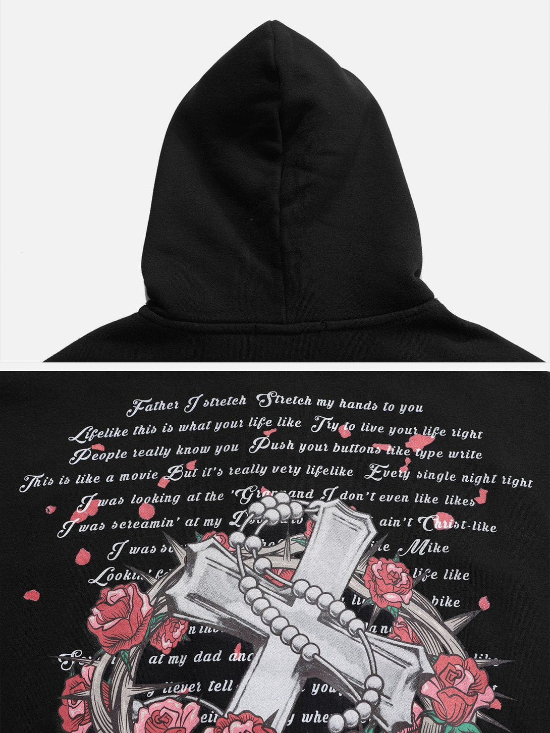 Ellesey - Rose Cross Print Hoodie- Streetwear Fashion - ellesey.com