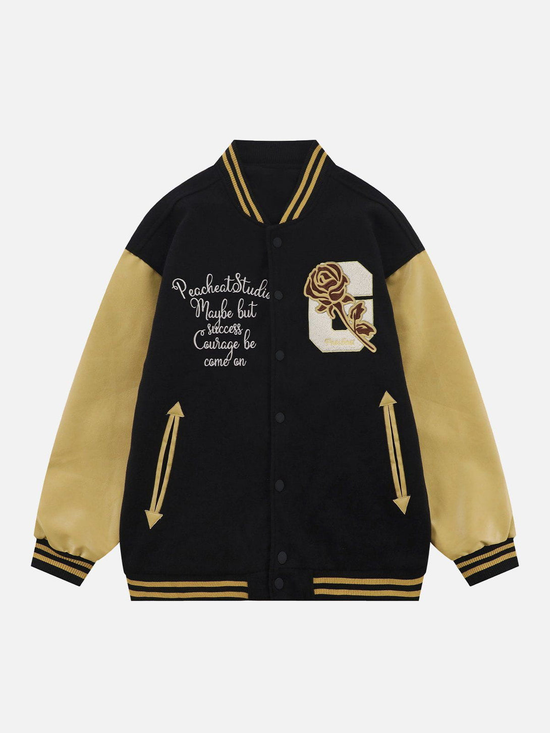 Ellesey - Rose Embroidery Varsity Jacket- Streetwear Fashion - ellesey.com