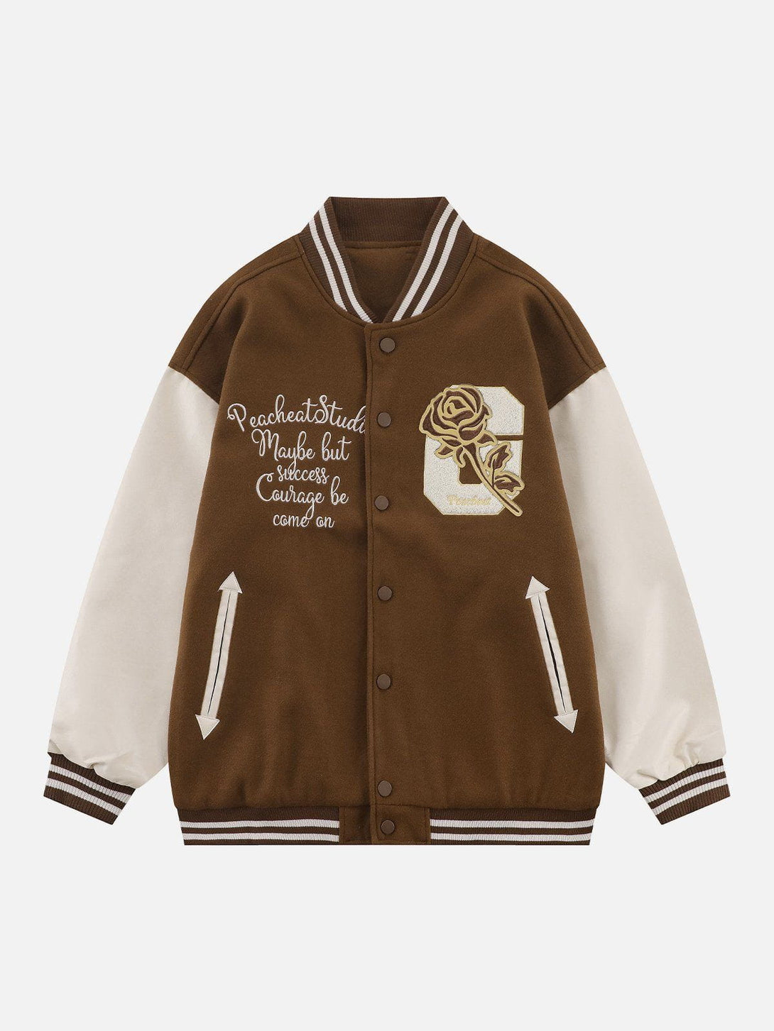 Ellesey - Rose Embroidery Varsity Jacket- Streetwear Fashion - ellesey.com