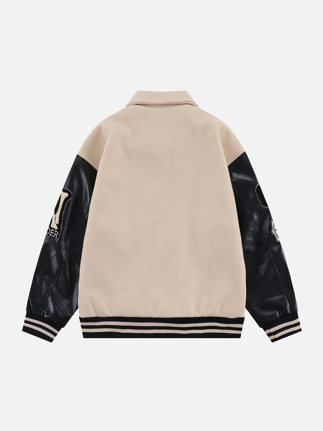 Ellesey - "S" Flocked Lapel Stitching Varsity Jacket- Streetwear Fashion - ellesey.com