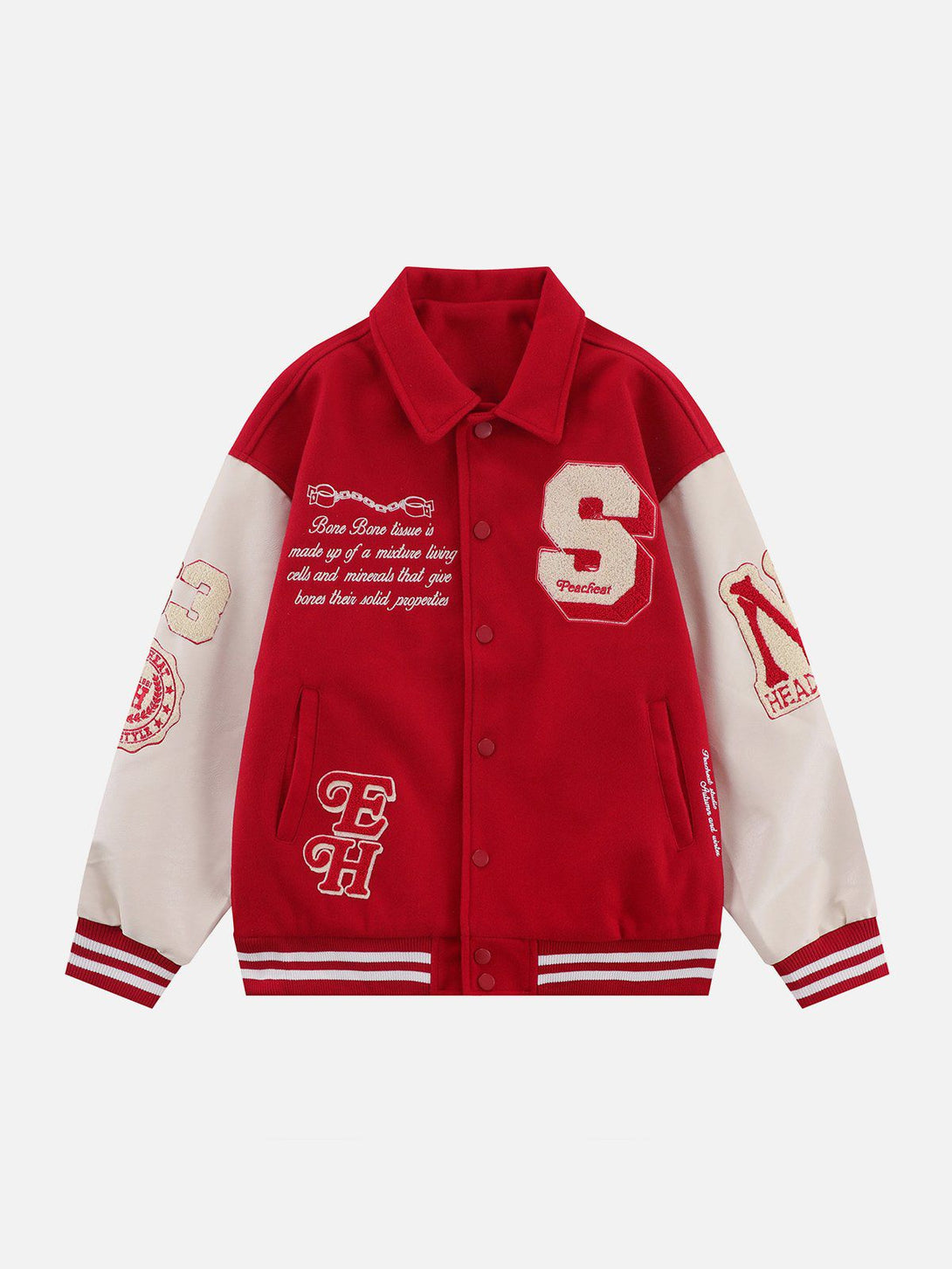 Ellesey - "S" Flocked Lapel Stitching Varsity Jacket- Streetwear Fashion - ellesey.com