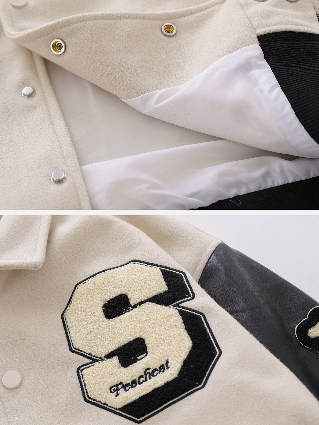 Ellesey - "S" Flocked Lapel Stitching Varsity Jacket- Streetwear Fashion - ellesey.com