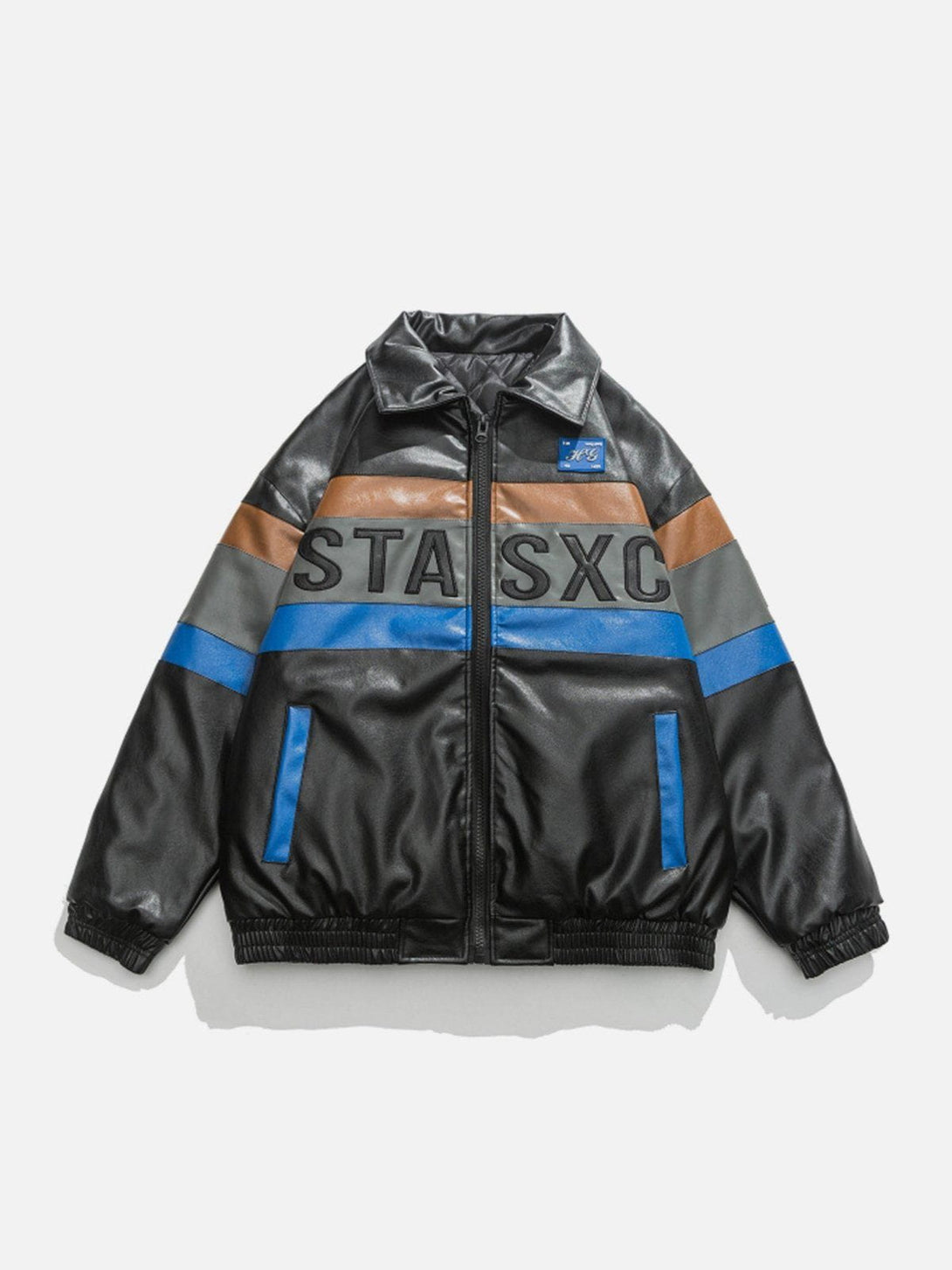 Ellesey - STASXC Patchwork PU Winter Coat-Streetwear Fashion - ellesey.com