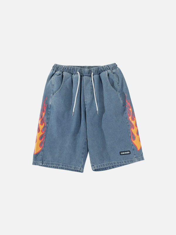 Ellesey - Side Flame Denim Shorts- Streetwear Fashion - ellesey.com