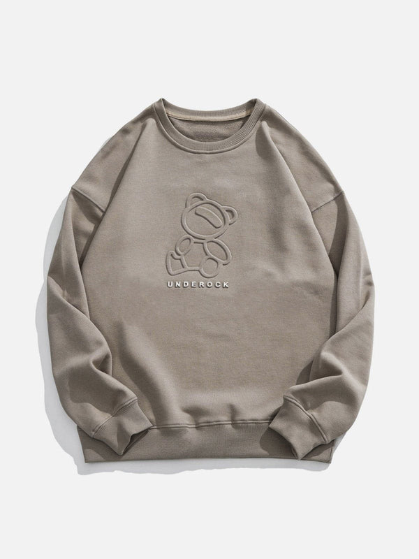 Ellesey - Simple Embossed Bear Sweatshirt- Streetwear Fashion - ellesey.com