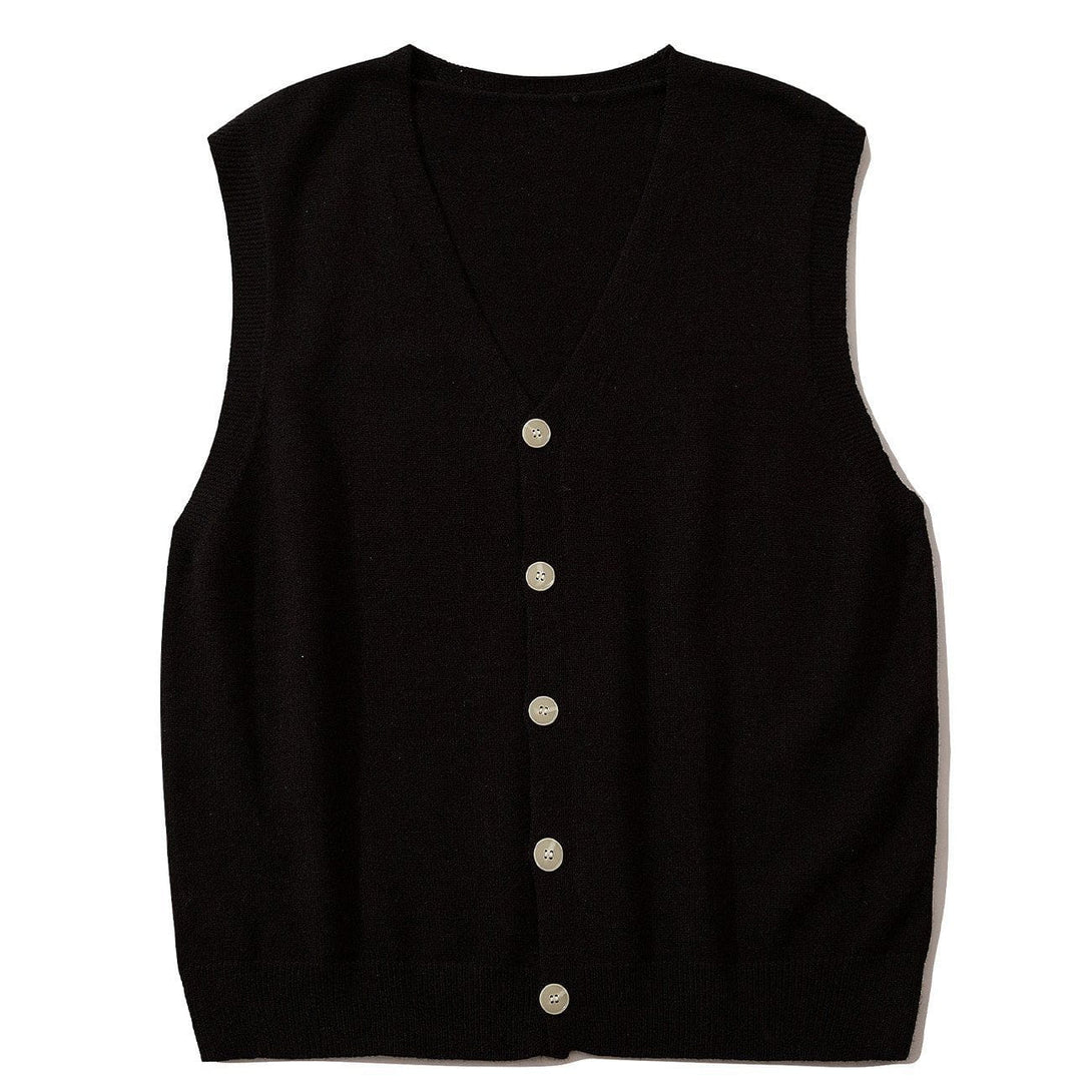 Ellesey - Simple Solid Color Sweater Vest-Streetwear Fashion - ellesey.com