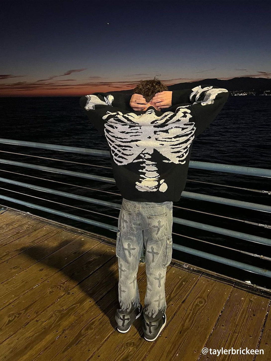 Ellesey - Skeleton Pattern Knit Sweater-Streetwear Fashion - ellesey.com