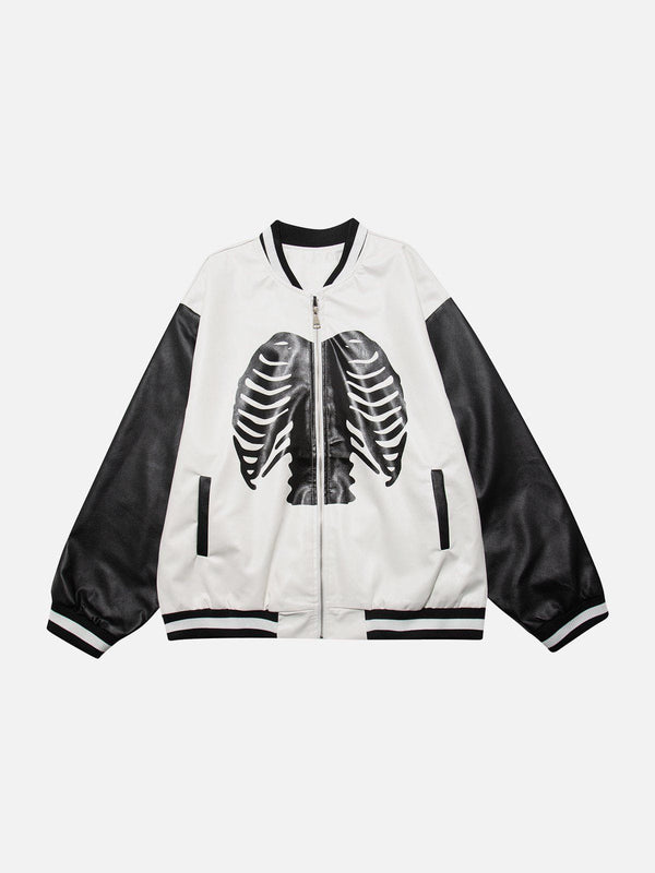 Ellesey - Skeleton Zip Up Varsity Jacket- Streetwear Fashion - ellesey.com