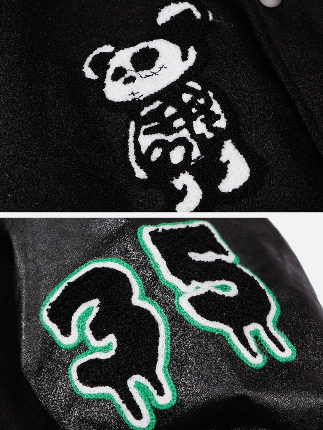 Ellesey - Skull Embroidery PU Varsity Jacket- Streetwear Fashion - ellesey.com