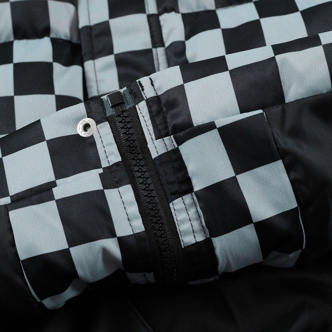 Ellesey - Solid Color Checkerboard Print Puffer Jacket- Streetwear Fashion - ellesey.com