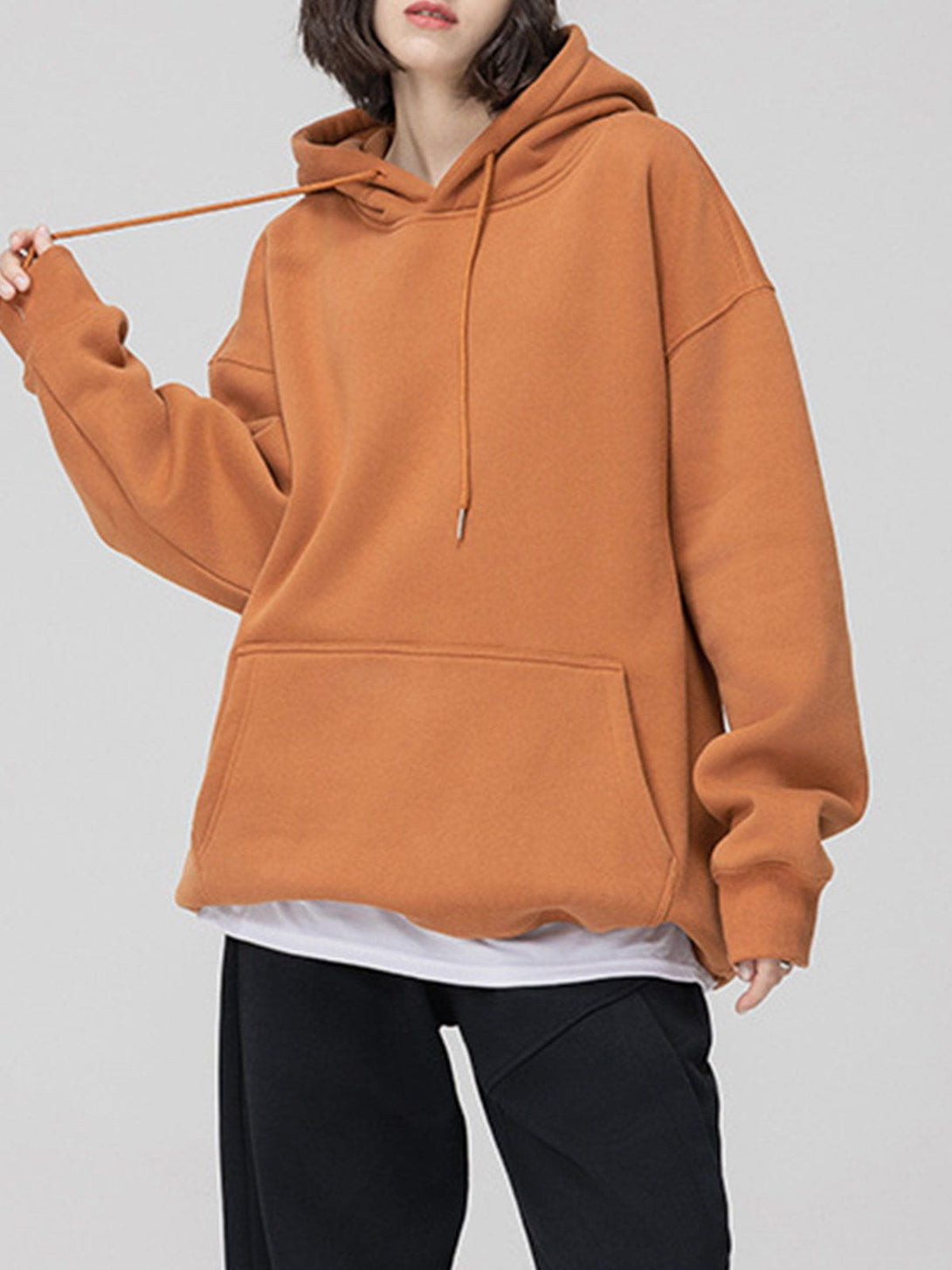 Ellesey - Solid Color Drawstring Hoodie- Streetwear Fashion - ellesey.com